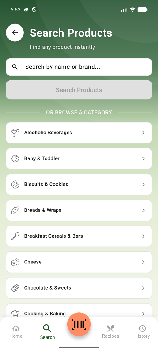 Nomi product search and category browse